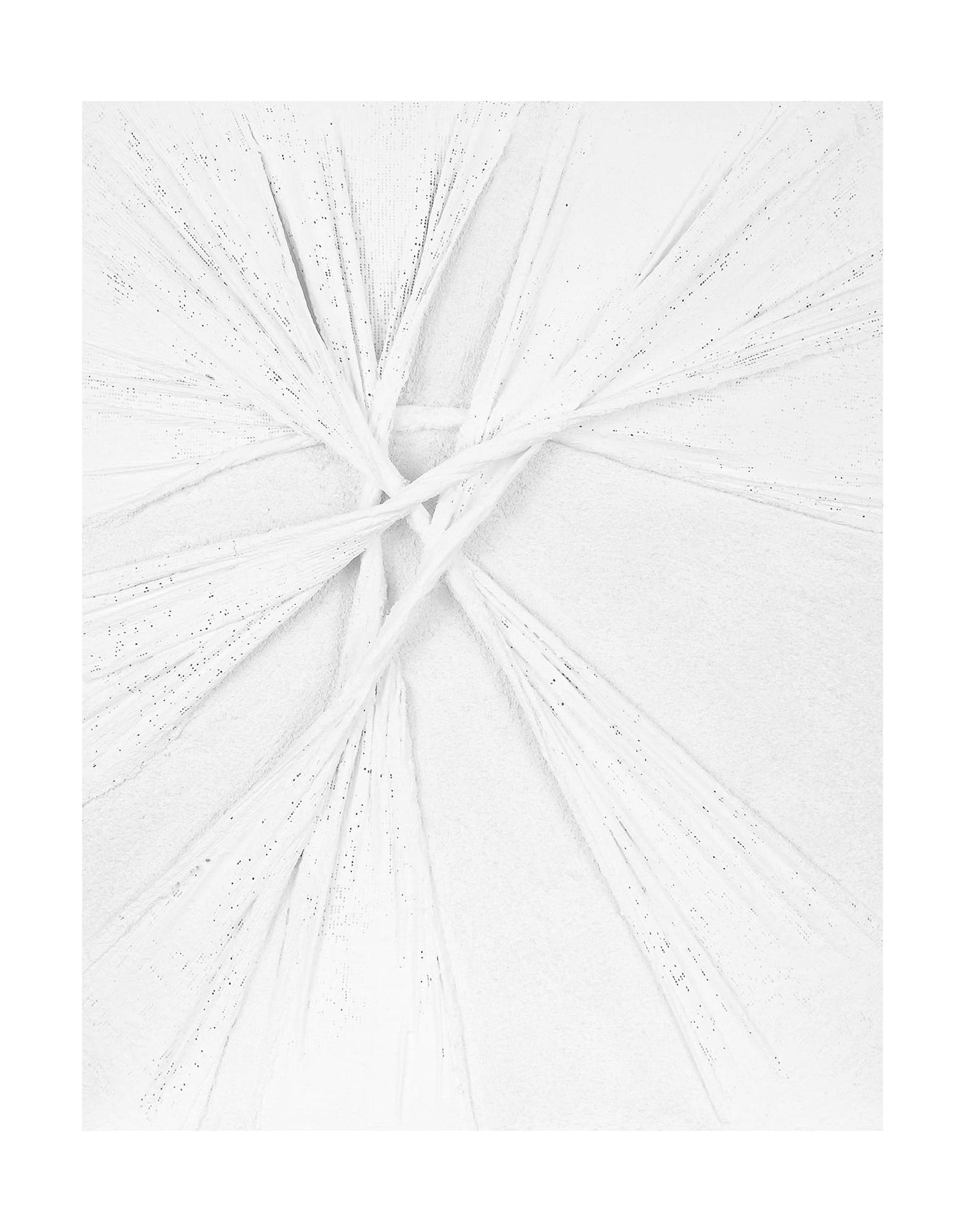"INFINITE KNOTS: Hand-painted Portrait shape and Landscape shape abstract texture wall art painting with a three-dimensional feel, in shades of white."