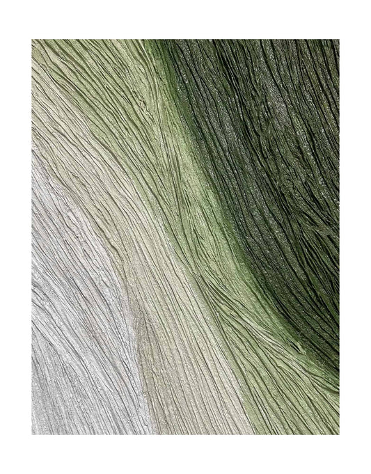 "Hand-painted abstract textured wall art titled 'GRASSLAND.' This artwork, suitable for both portrait and landscape orientations, is characterized by a rich sense of dimension and linear aesthetics. The composition depicts an abstract grassland, featuring a color palette dominated by cream, green, and white tones."
