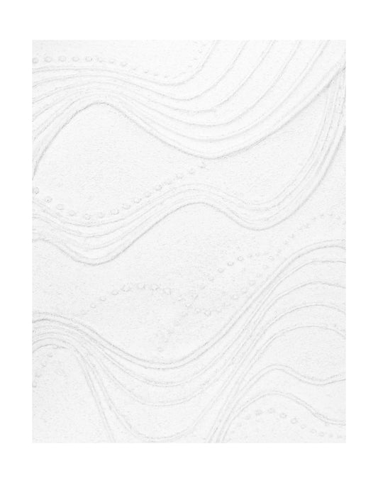 "ETHEREAL FLOW, STYLE A: Hand-painted Portrait shaped and Landscape shaped abstract textured wall art painting with a linear and ethereal feel, in shades of white."